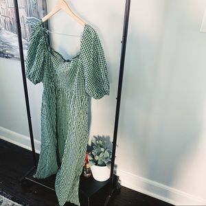Nasty gal green plaid midi dress